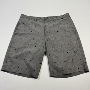 Travis Mathew Shorts Mens 34 Gray Stretch Golf Casual Pineapple Print